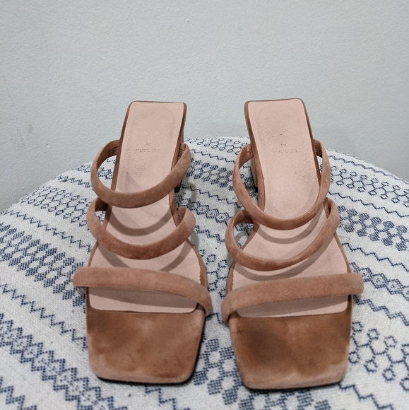 Yuul Yie Square Toed Suede Sandal Heels in Nude - Picture 2 of 10